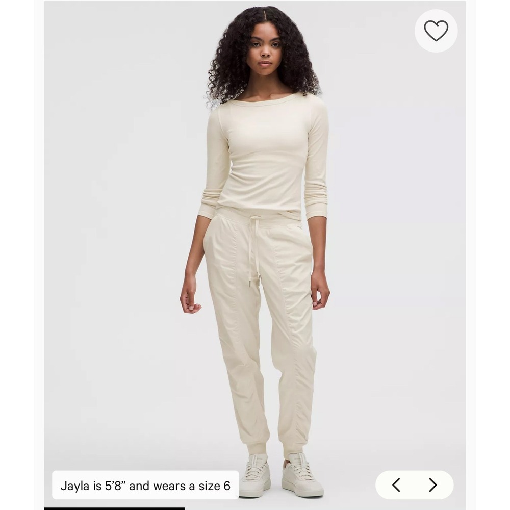 Lululemon Align High Rise Jogger Pants Cream Ribbed Size 6